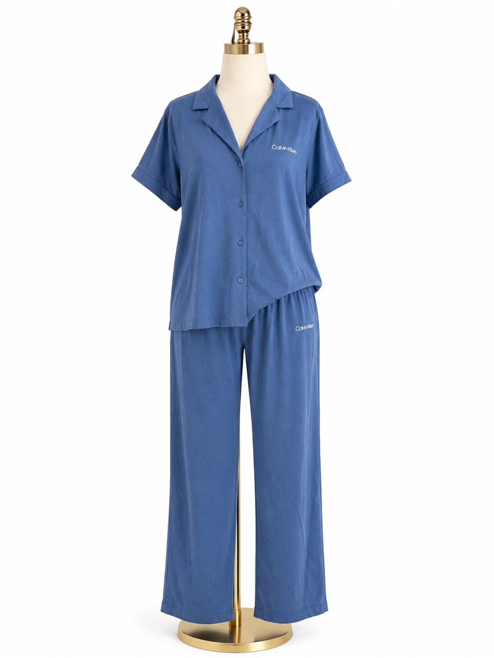 Calvin Klein Slate Blue Short-Sleeve Pajama Set- Cotton/Modal